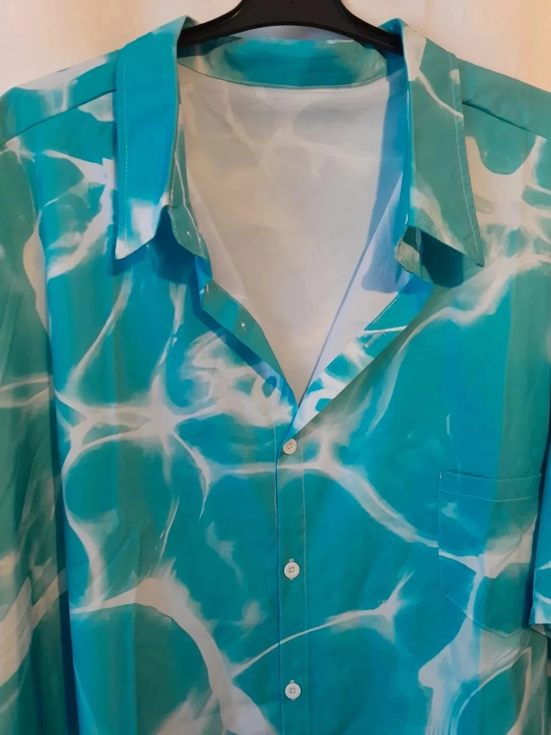 Blusa tamanho grande, estampa azul e branca, tamanho 6XL – photo 2
